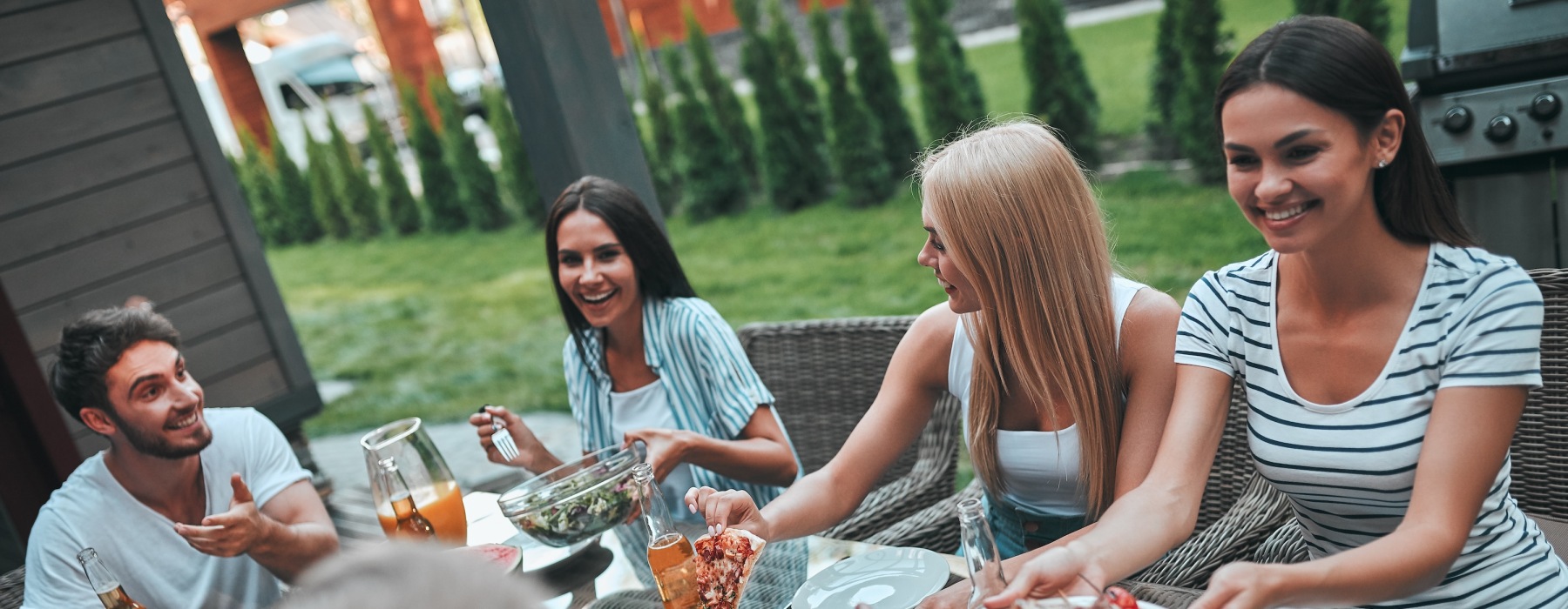 a family gathering around a table